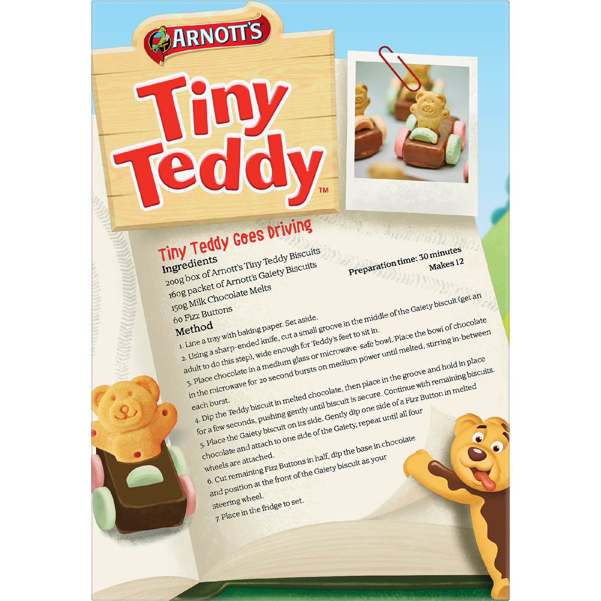Arnotts Tiny Teddy Chocolate Half Coat Biscuits 200g