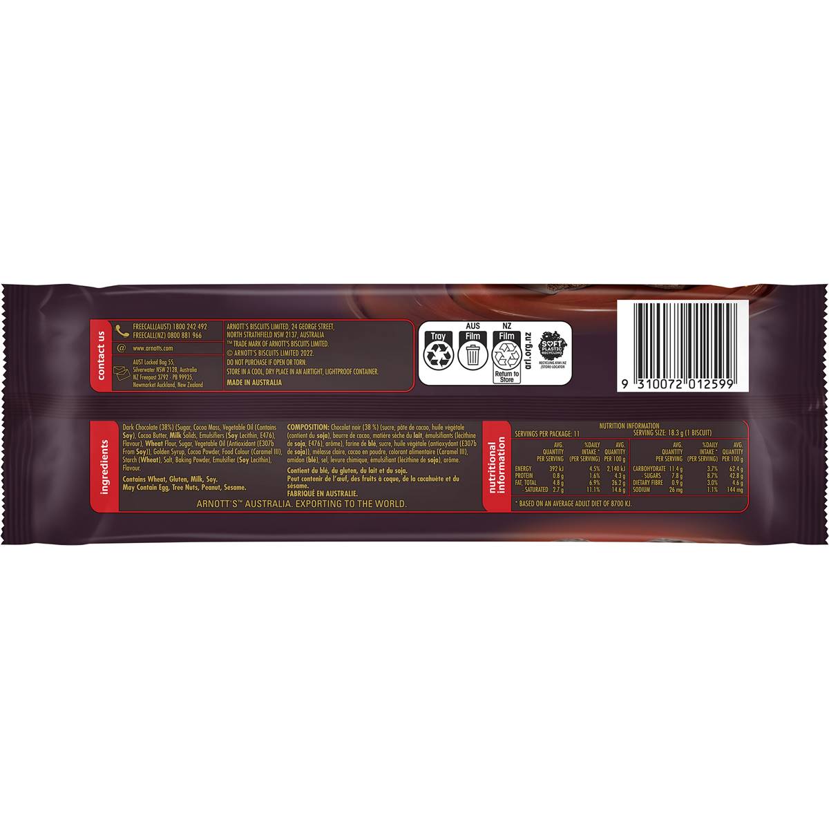 Arnotts Tim Tam Dark Chocolate Biscuits 200g