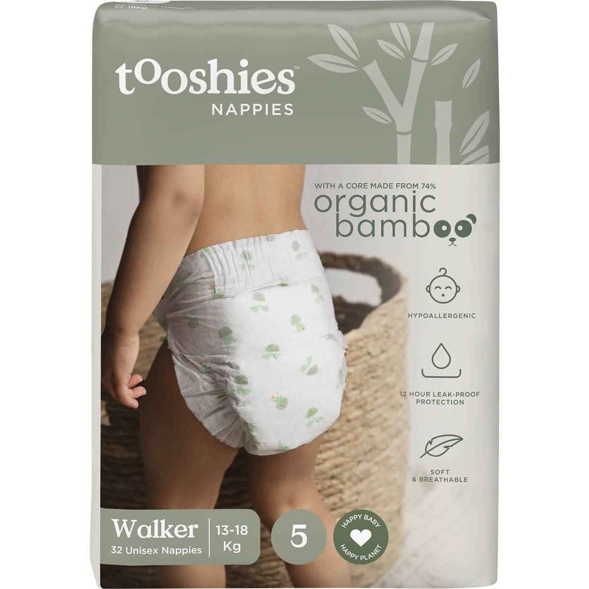 Tooshies ECO Nappies Size 5 Walker 32 pack