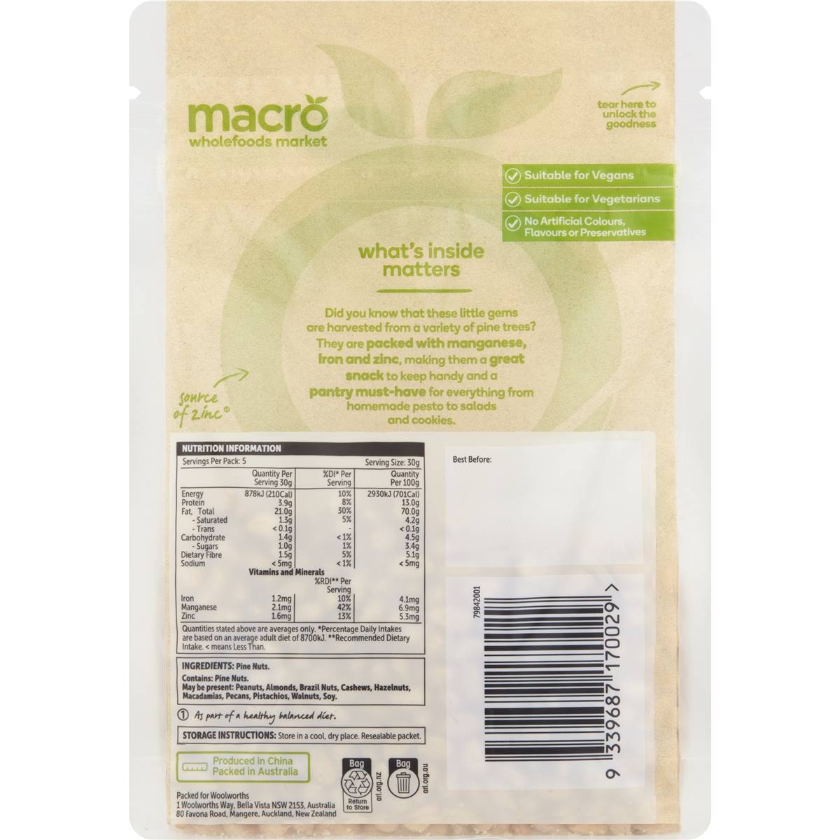 Macro Natural Pine Nuts 150g