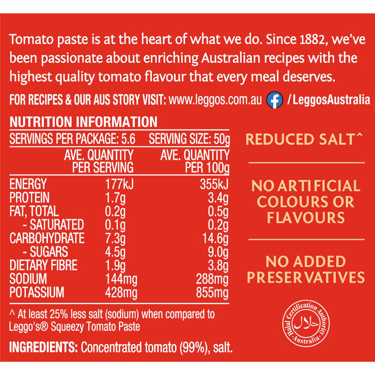 Leggo's Australian Grown Tomato Paste Triple Concentrate Tub 140g x 2 pack