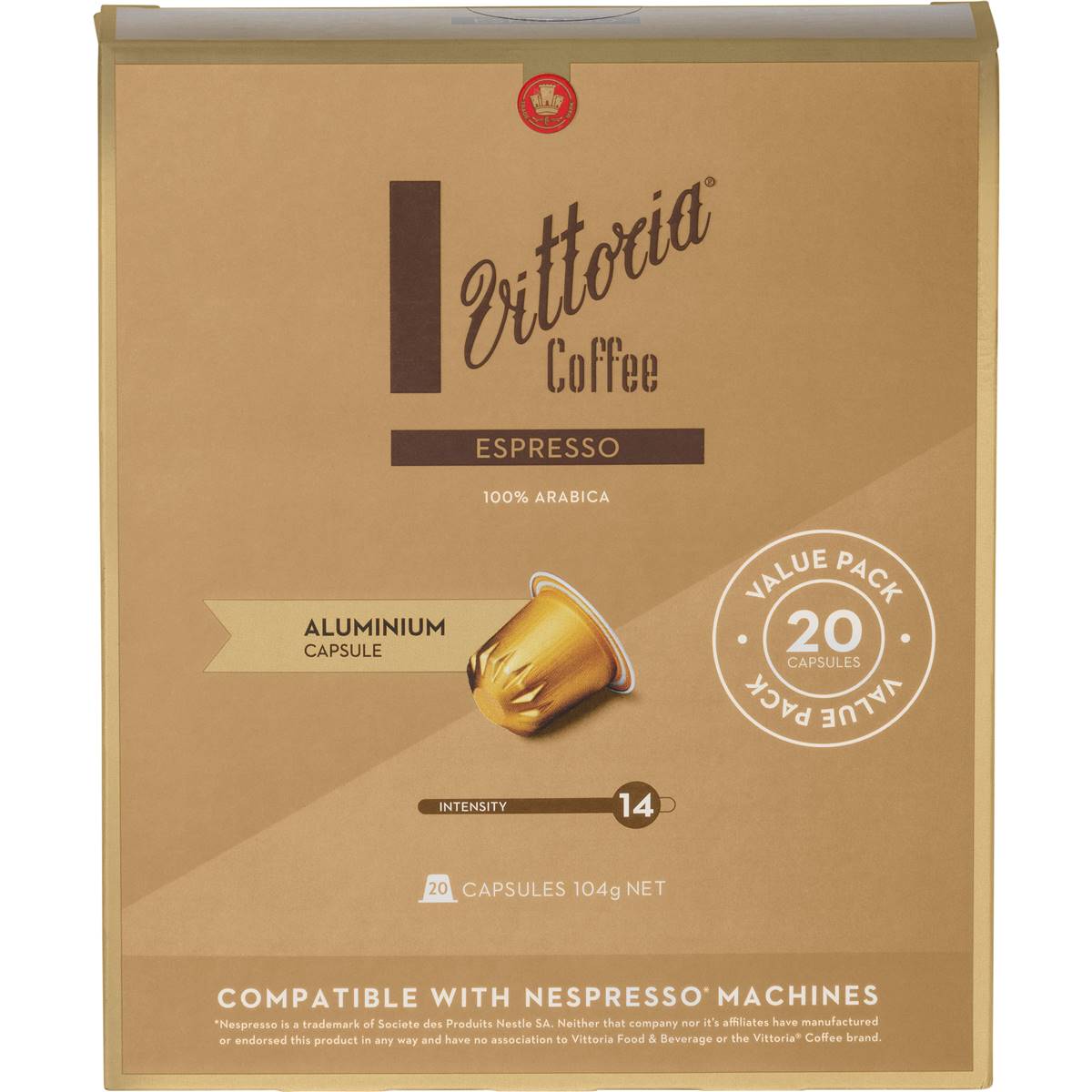 Vittoria Espresso Nespresso Compatible Coffee Capsules Pack 20