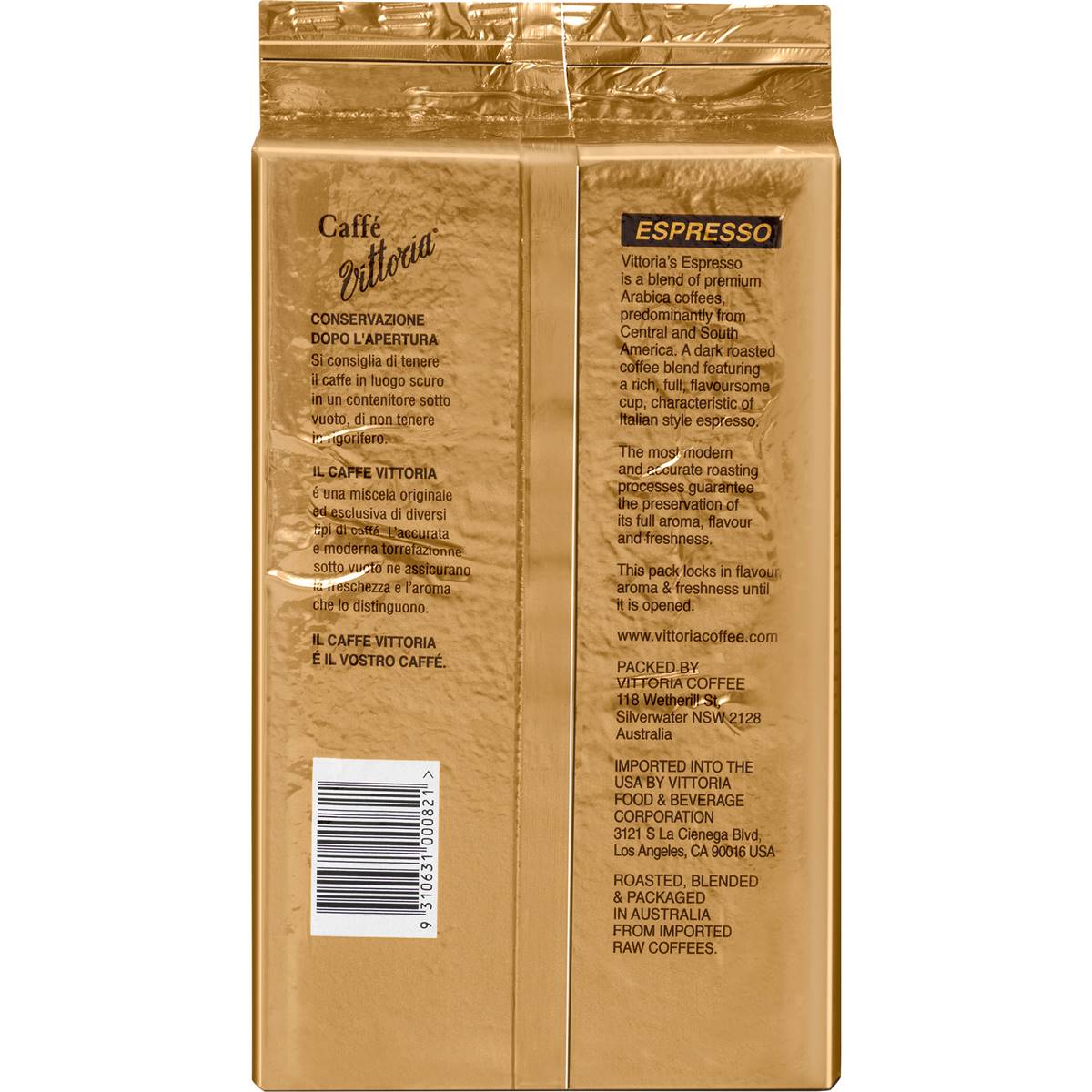 Vittoria Espresso Ground Coffee 1kg