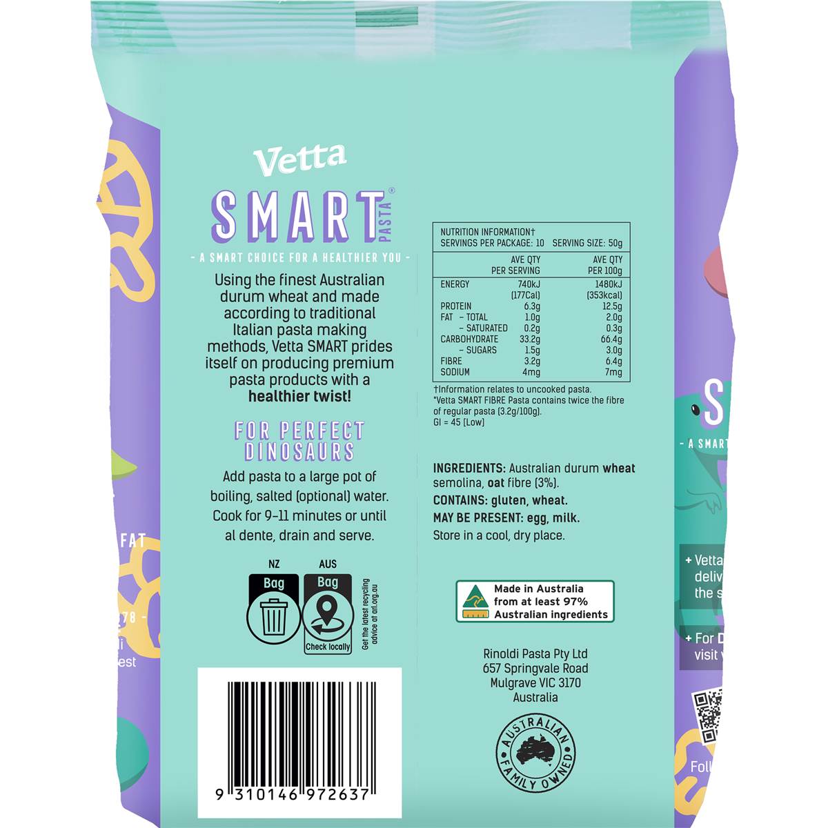 Vetta Smart Fibre Dinosaur Pasta 500g