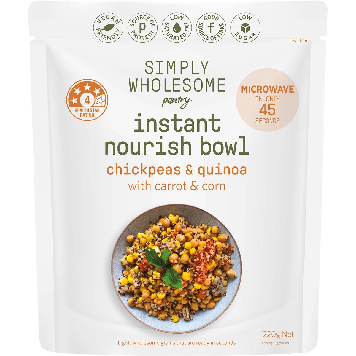 Simply Wholesome Pantry Instant Nourish Bowl Chickpeas & Quinoa 220g