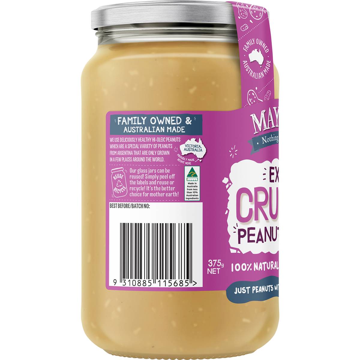 Mayver's Extra Crunchy Peanut Butter 375g