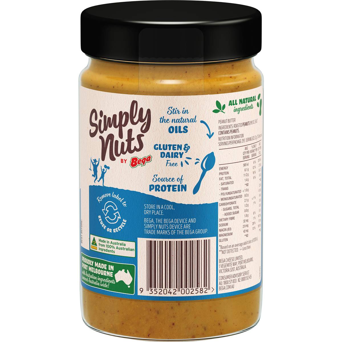 Bega Simply Nuts Smooth Natural Peanut Butter 650g