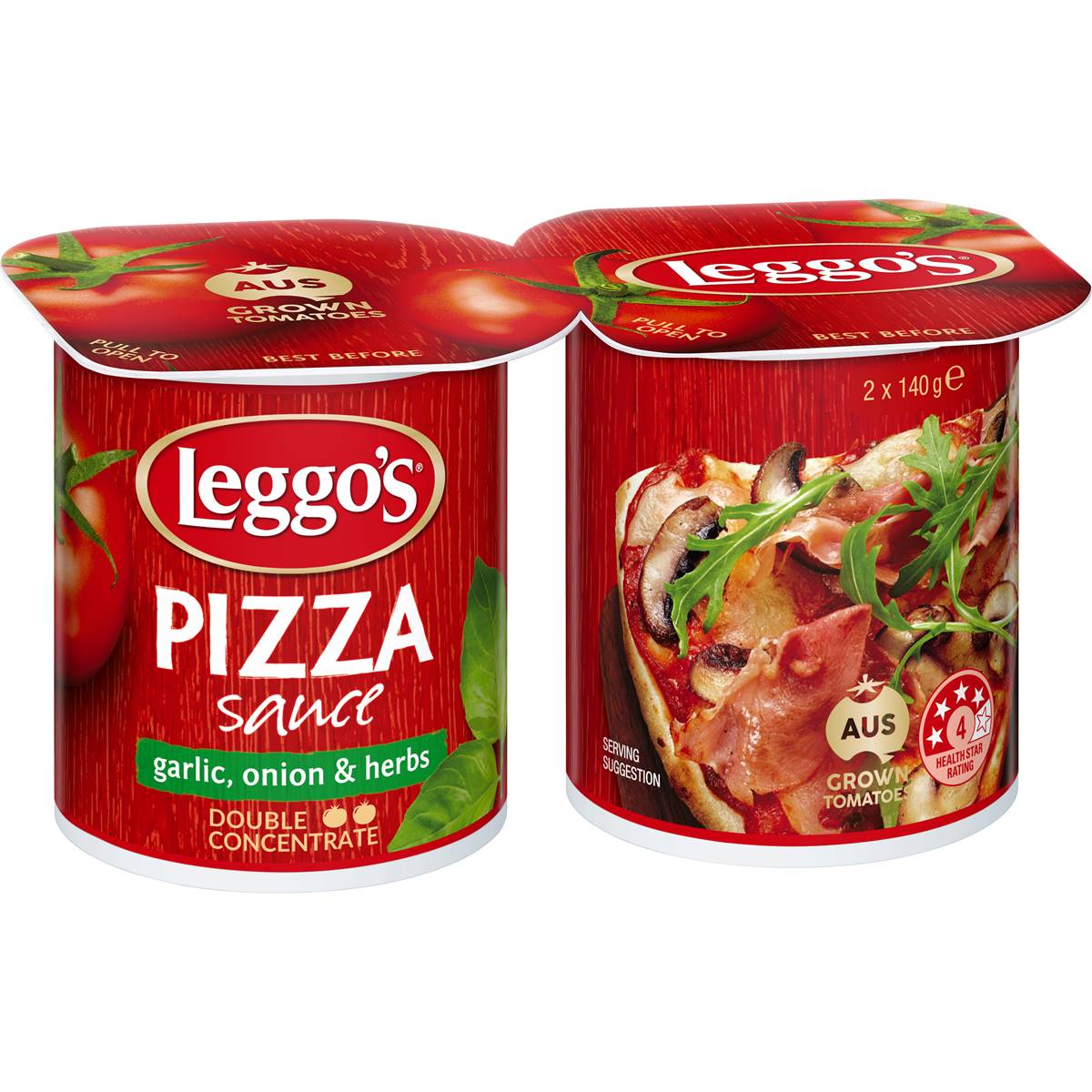 Leggo's Pizza Sauce Double Concentrate Garlic Onion & Herbs Tub 140 x 2 Pack