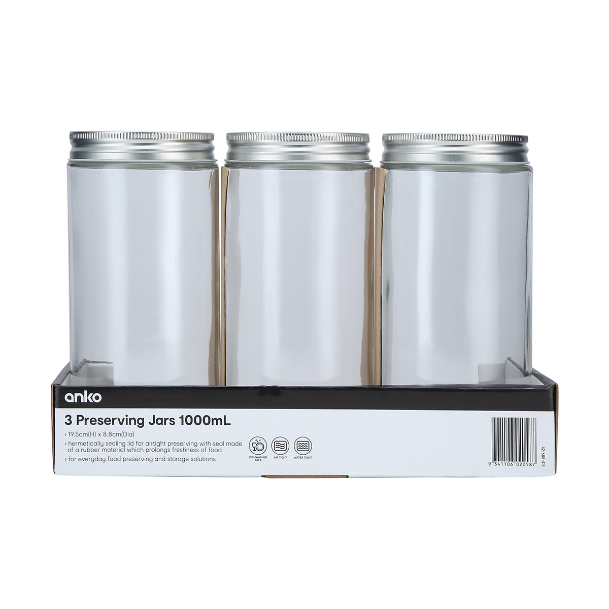 3 Preserving Jars - 1000ml