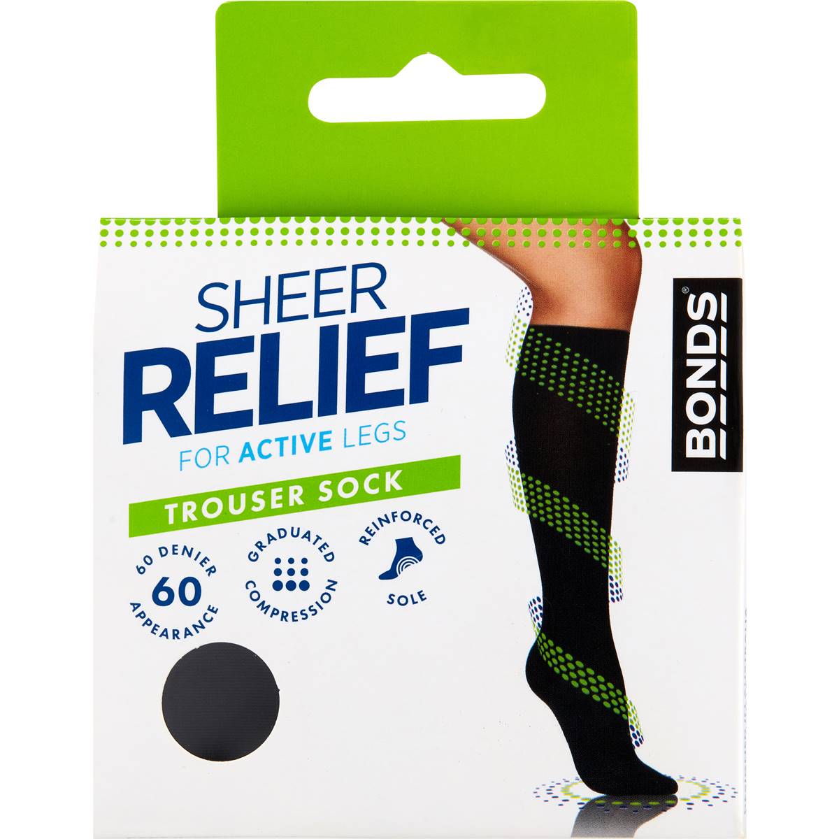 Bonds Sheer Relief Trouser Sock Black 1 Size each