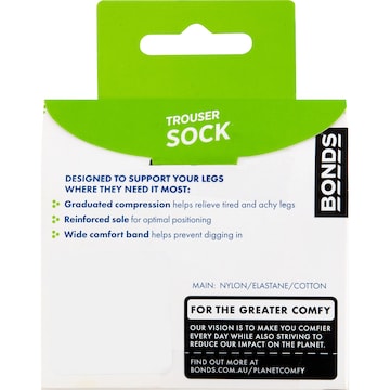 Bonds Sheer Relief Trouser Sock Black 1 Size each