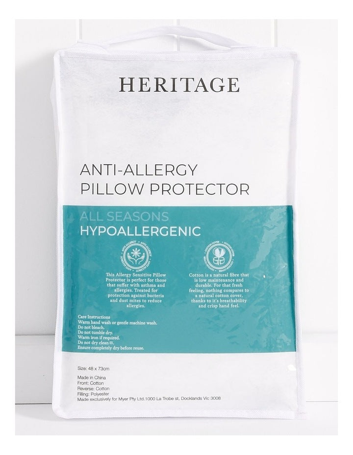 Allergy Sensitive Pillow Protector in White
