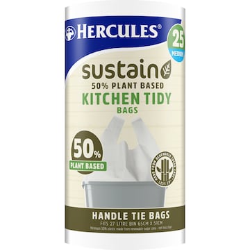 Hercules Sustain 60% Plant Based Kitchen Tidy Bag Medium 25 pack