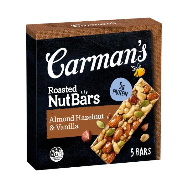 CARMANS NUT BARS 5PK:ALMOND HAZHELNUT & VANILLA:.:175 GRAM