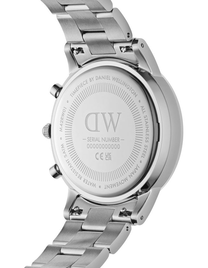 Iconic 42mm Arctic Steel Chronograph Watch in Silver