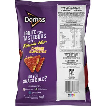Doritos Corn Chips Share Pack Flaming Hot Cheese Supreme 150g