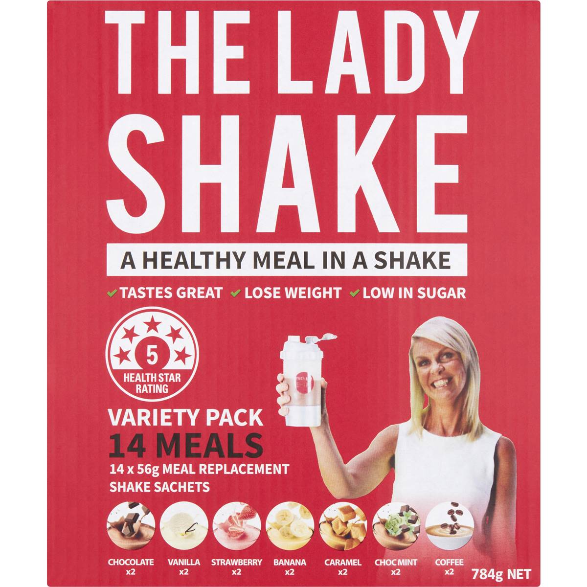 The Lady Shake Diet High Protein Low Sugar Variety Pack Meal Replacement 56g x 14 pack