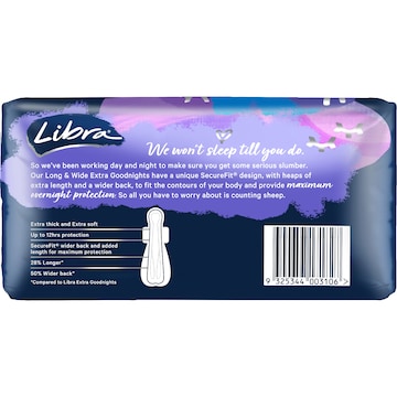Libra Extra Goodnights Long & Wide Pads 6 pack