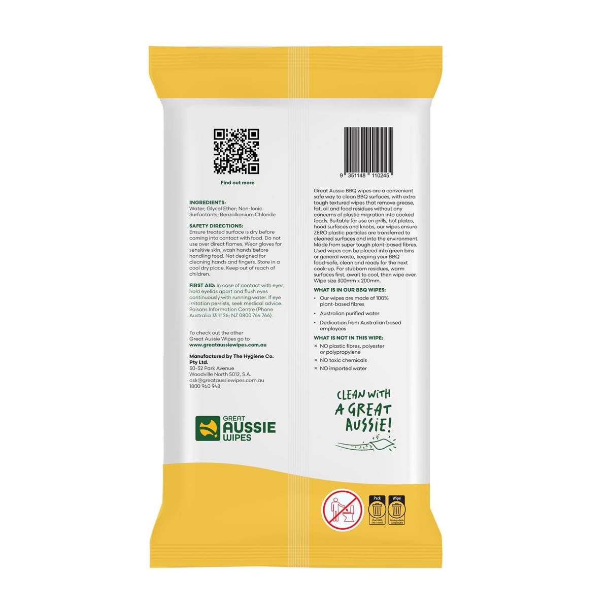 Great Aussie Wipes BBQ X Large Wipes 10 pack