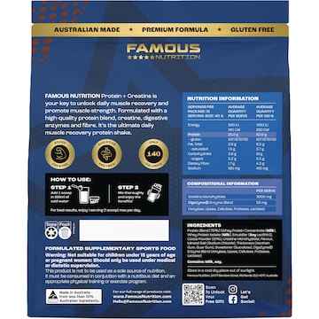 Famous Nutrition Protein Creatine Powder Choc Milkshake 400g