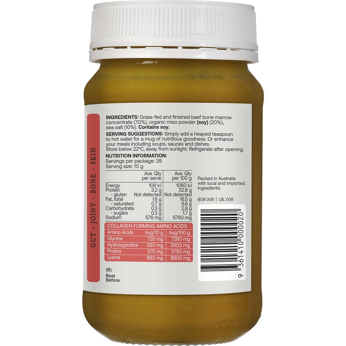 Best Of The Bone Bone Broth Organic Miso Concentrate 390g