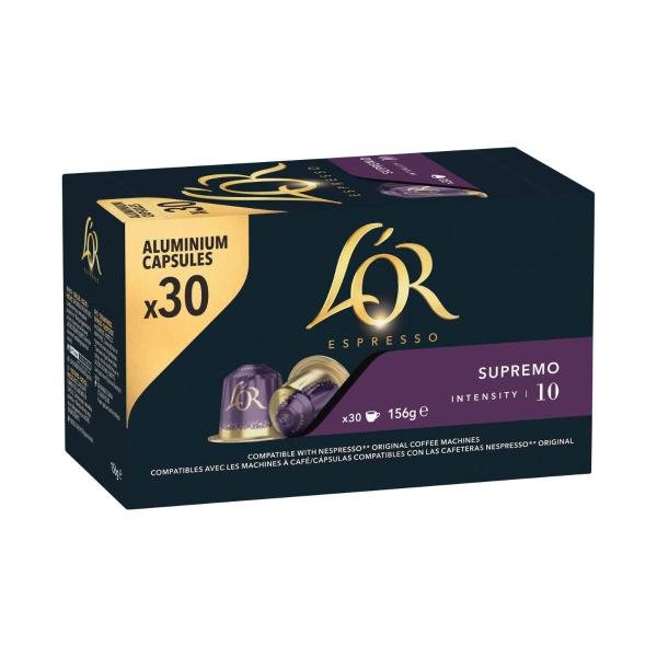 L'OR ESPRESSO SUPREMO INTENSITY 10 COFFEE CAPSULES NESPRESSO* COMPATIBLE 30 PACK
