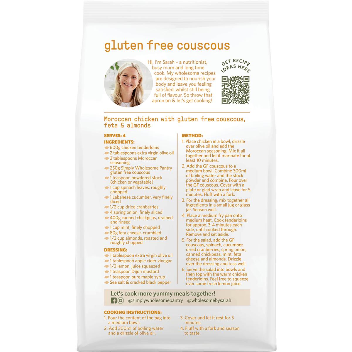 Simply Wholesome Pantry Gluten Free Couscous 250g