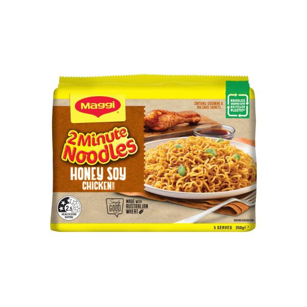 MAGGI 2 MINUTE INSTANT NOODLES HONEY SOY CHICKEN 5 PACK 350 GRAM