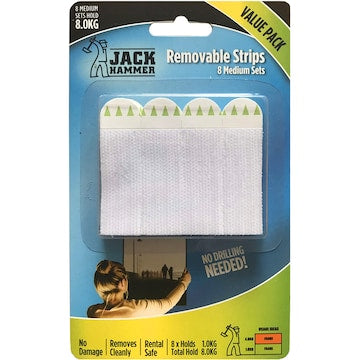 Jack Hammer Removable Strips Medium 8 pack