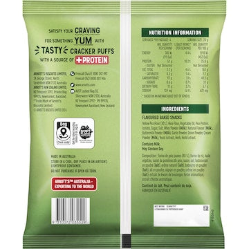 Arnott's Snack Right + Protein Cracker Puffs Sour Cream & Chives 80g