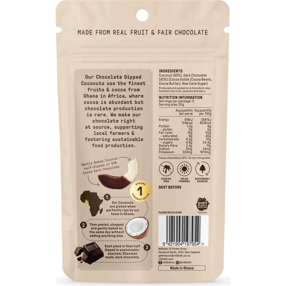 Nibblish Chocolate Dipped Coconut 100g