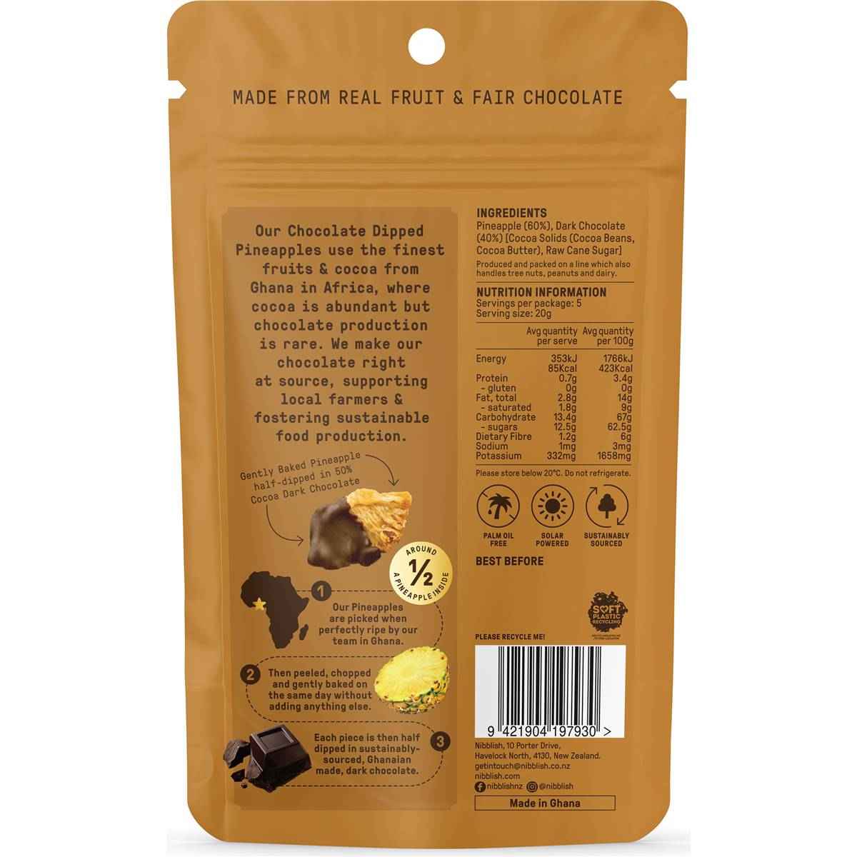 Nibblish Chocolate Dipped Pineapple 100g