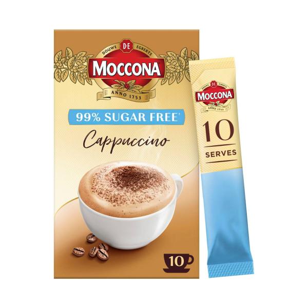 MOCCONA 99% SUGAR FREE CAPPUCCINO COFFEE SACHETS 10 PACK