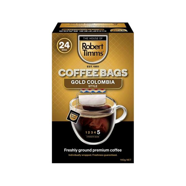 ROBERT TIMMS COFFEE BAGS GOLD COLUMBIA 24PK