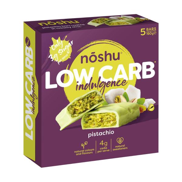 NOSHU LOW CARB PISTACHIO BARS 160G