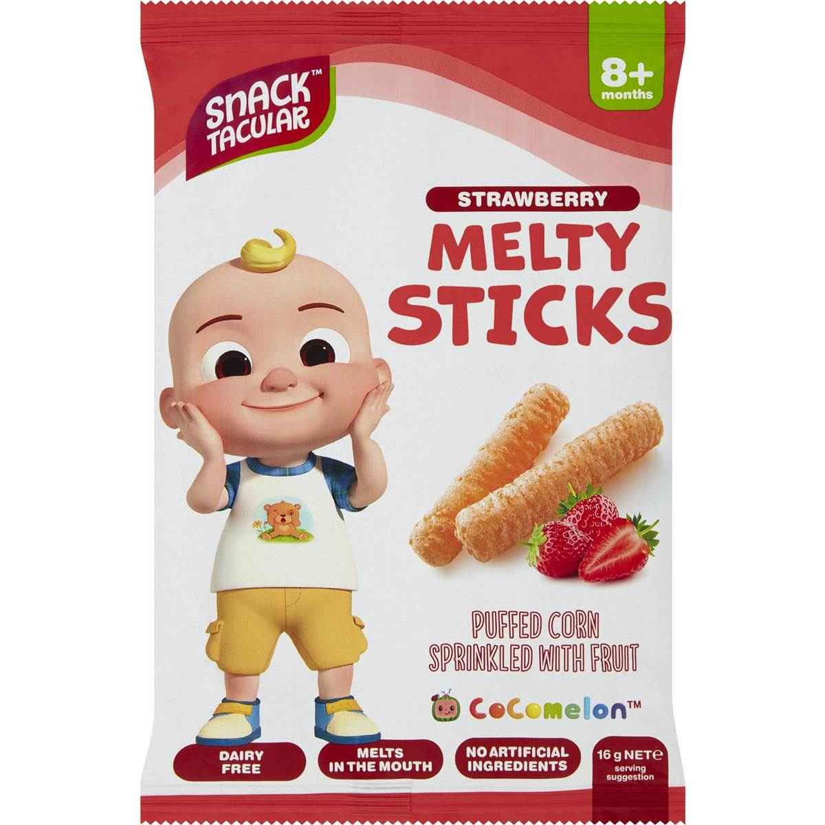 Snacktacular Melty Sticks Puffed Corn Strawberry 16g