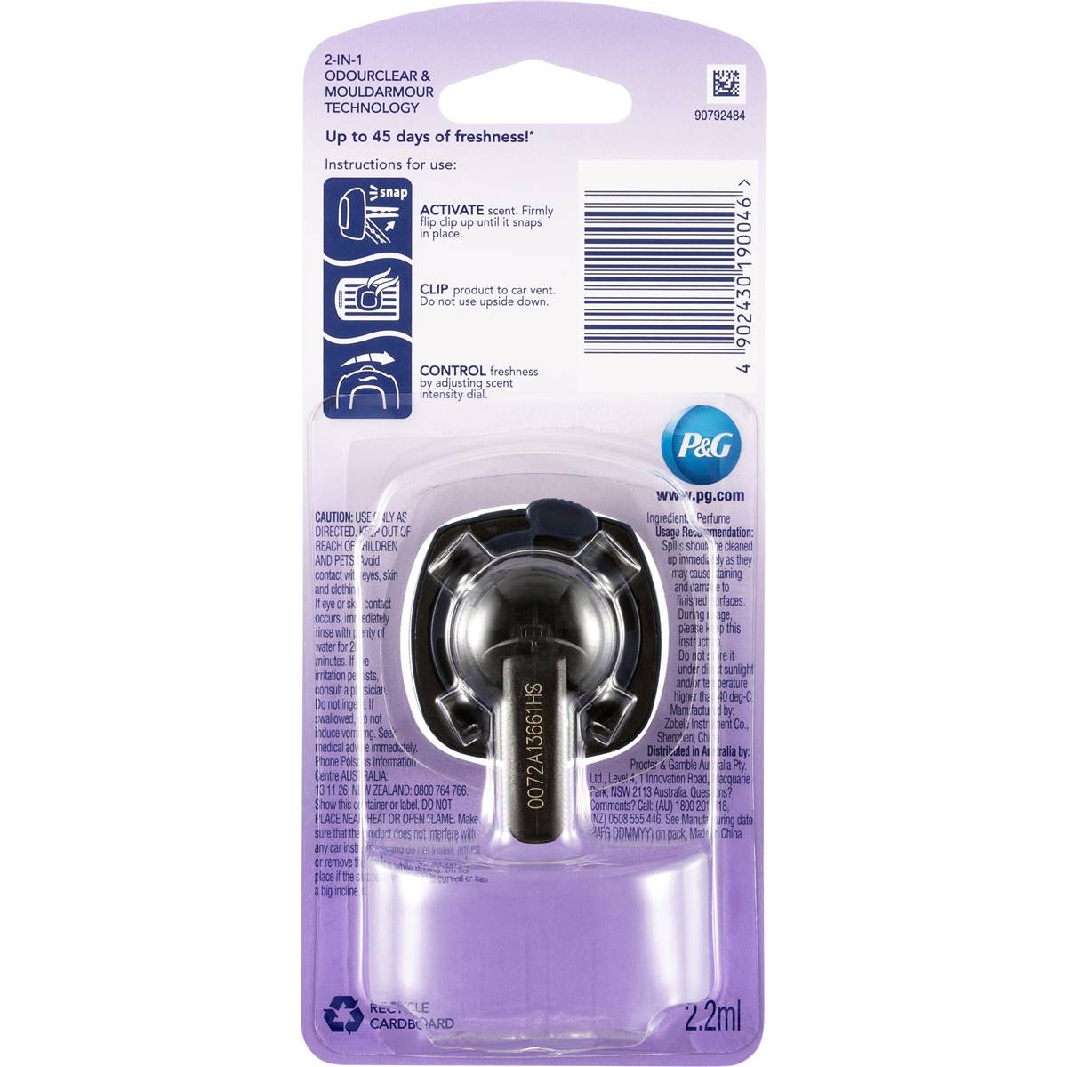 Ambi Pur Mini Clip Car Mould Fighter Aqua & Violet Jasmine Each