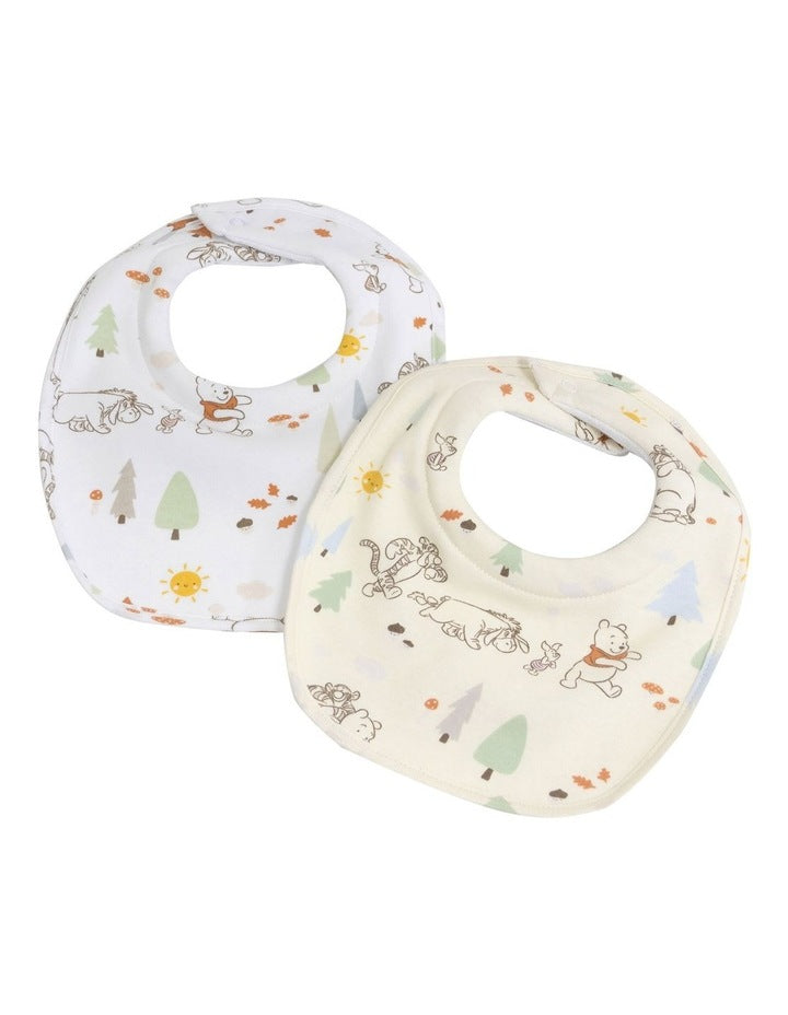 Winnie The Pooh Dribble Bibs 2 Pack in Vanilla/White