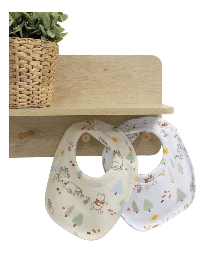 Winnie The Pooh Dribble Bibs 2 Pack in Vanilla/White