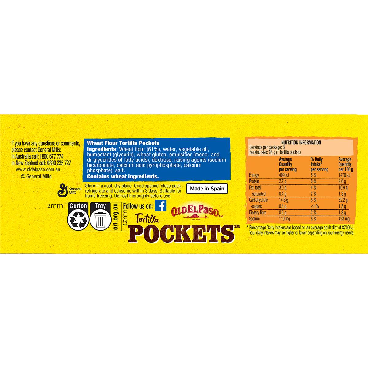 Old El Paso Tortilla Pockets 8 pack