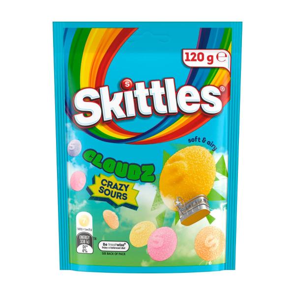 SKITTLES SOURS CLOUDZ CHEWY LOLLIES 120G