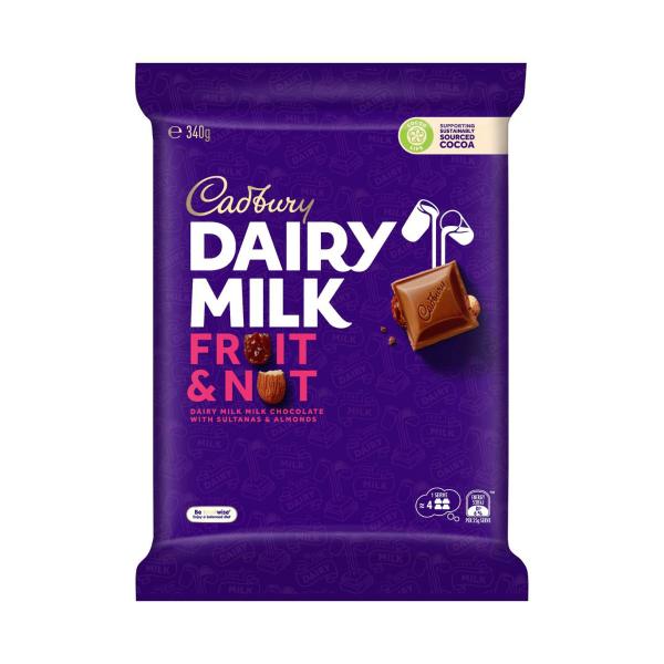 CADBURY DAIRY MILK FRUIT AND NUT BLOCK CHOCOLATE 340G