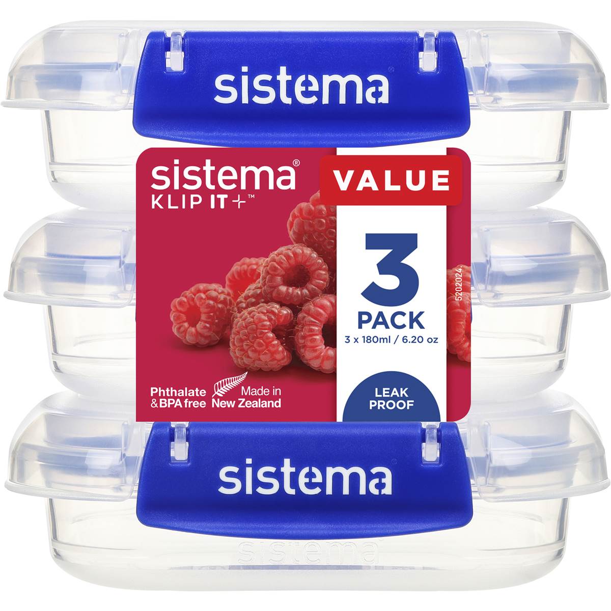 Sistema Klip It Plus Rectangle 180Ml 3 pack