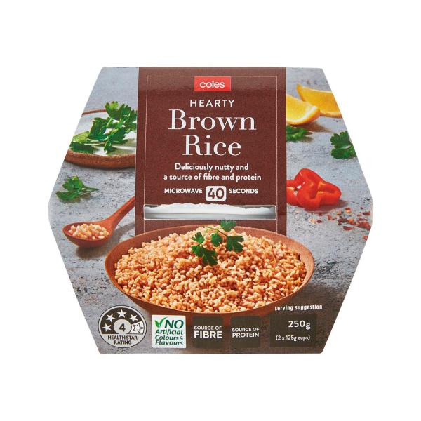 COLES MEDIUM MICROWAVABLE BROWN RICE CUP