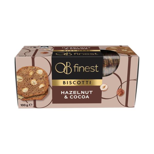 OB FINEST HAZELNUT & COCOA BISCOTTI 100G