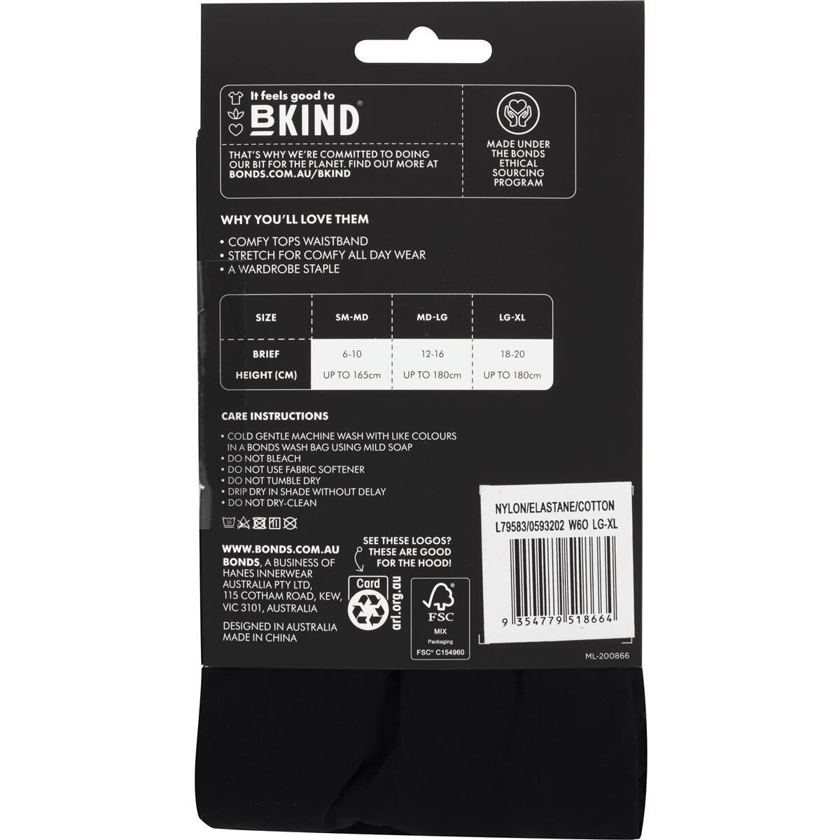 Bonds Comfy Opaque Tights 70d Black l/Xl Each