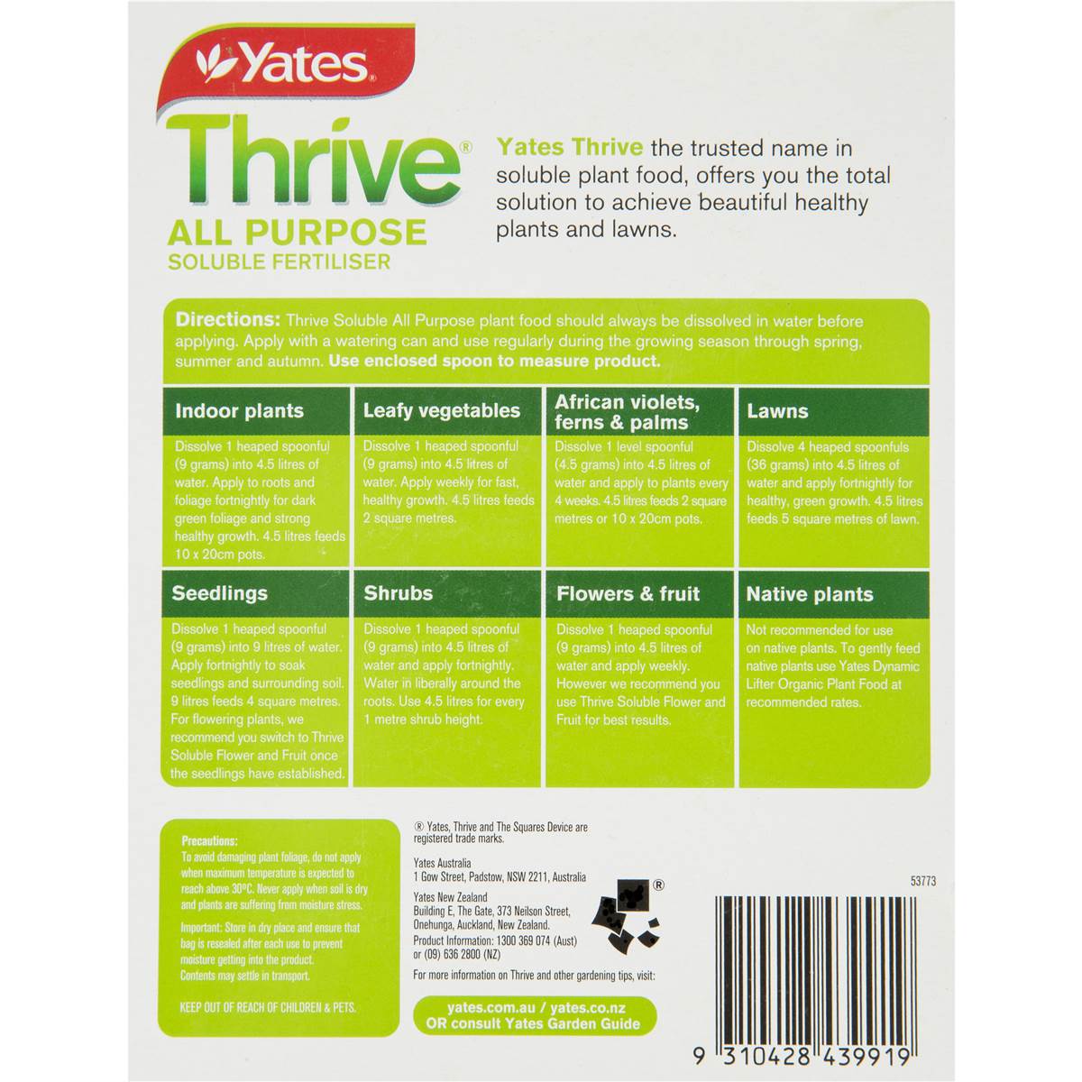 Yates Thrive Soluble Fertilizer 500g