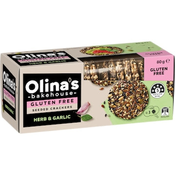 Olina's Bakehouse Seeded Crackers Herb & Garlic 80g