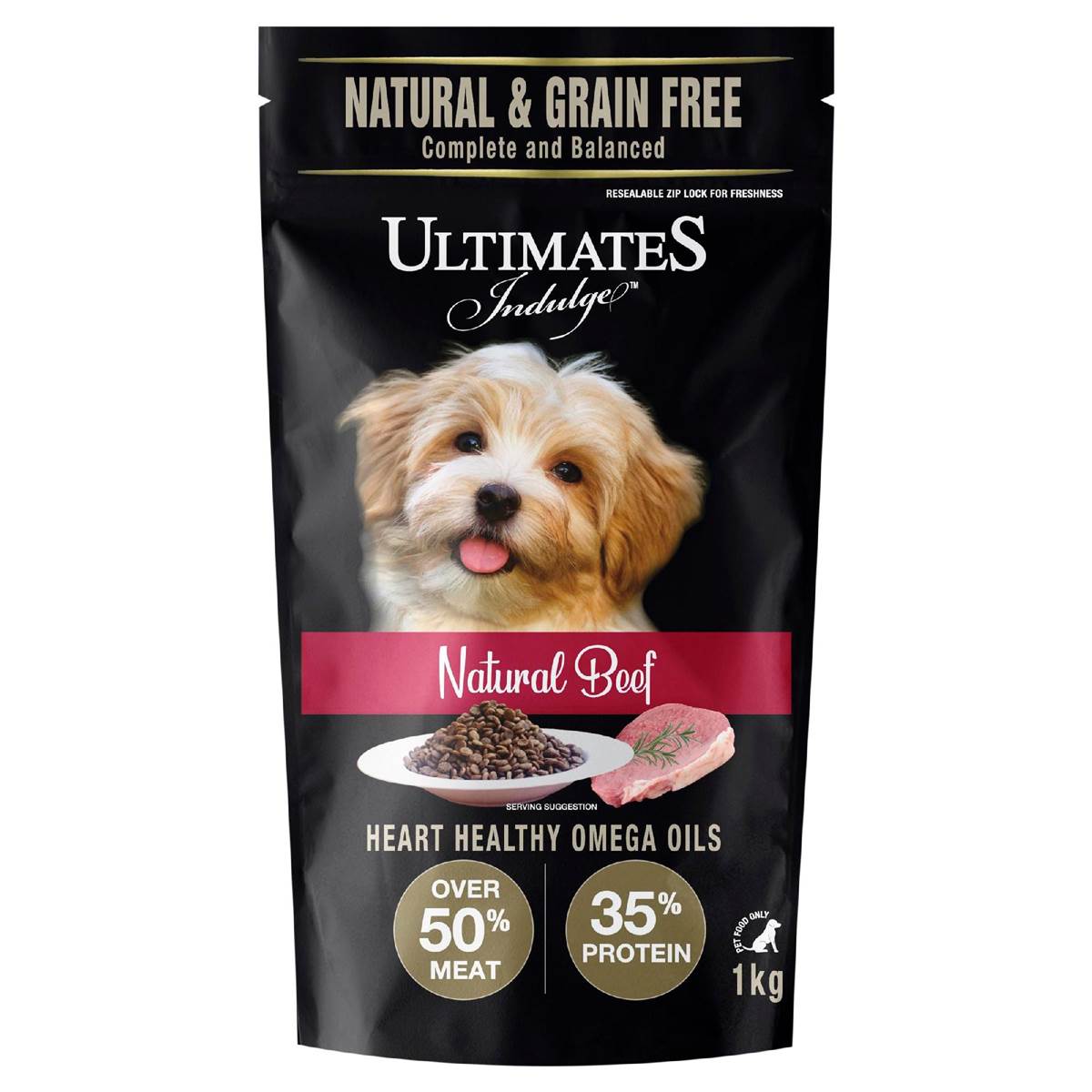 Ultimates Indulge Dry Dog Food Natural Beef 1kg