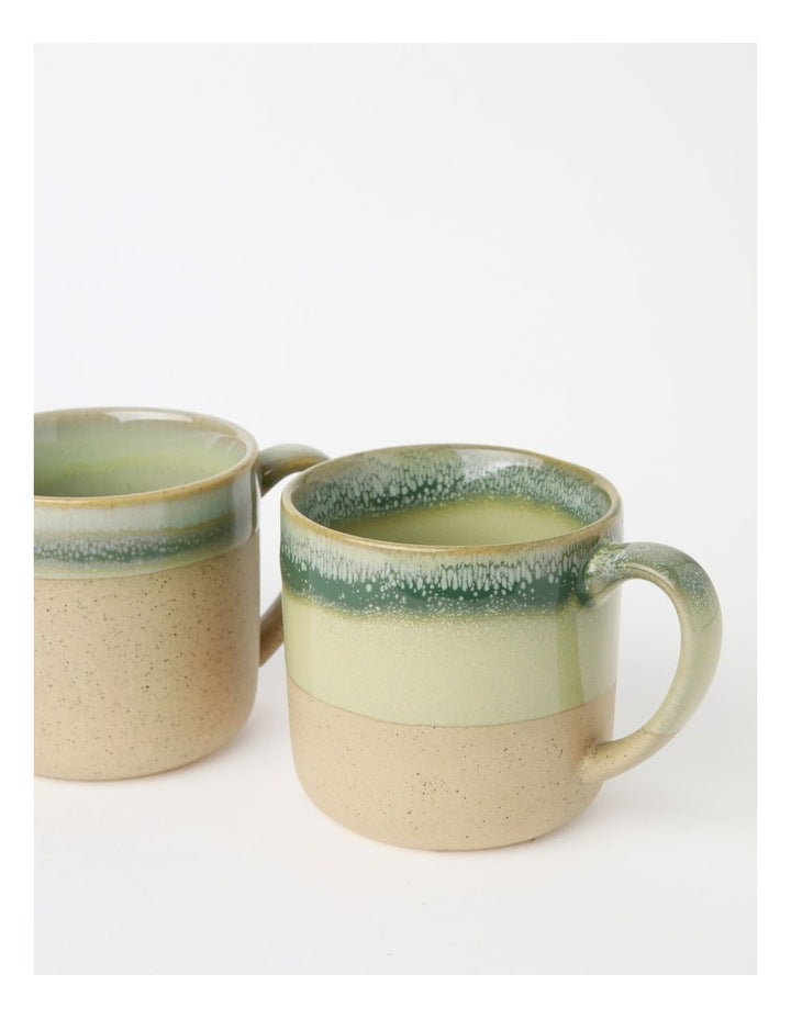 Esperance Celadon Wiped Edge Mug Set of 2 in Green
